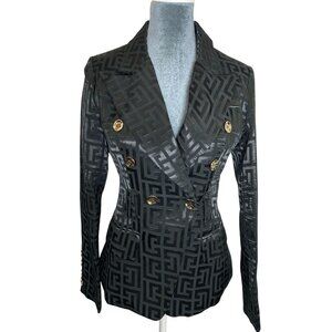 NWT Catwalk Koh-Tun Women's size Medium Black Patterned Double-Breasted Blazer